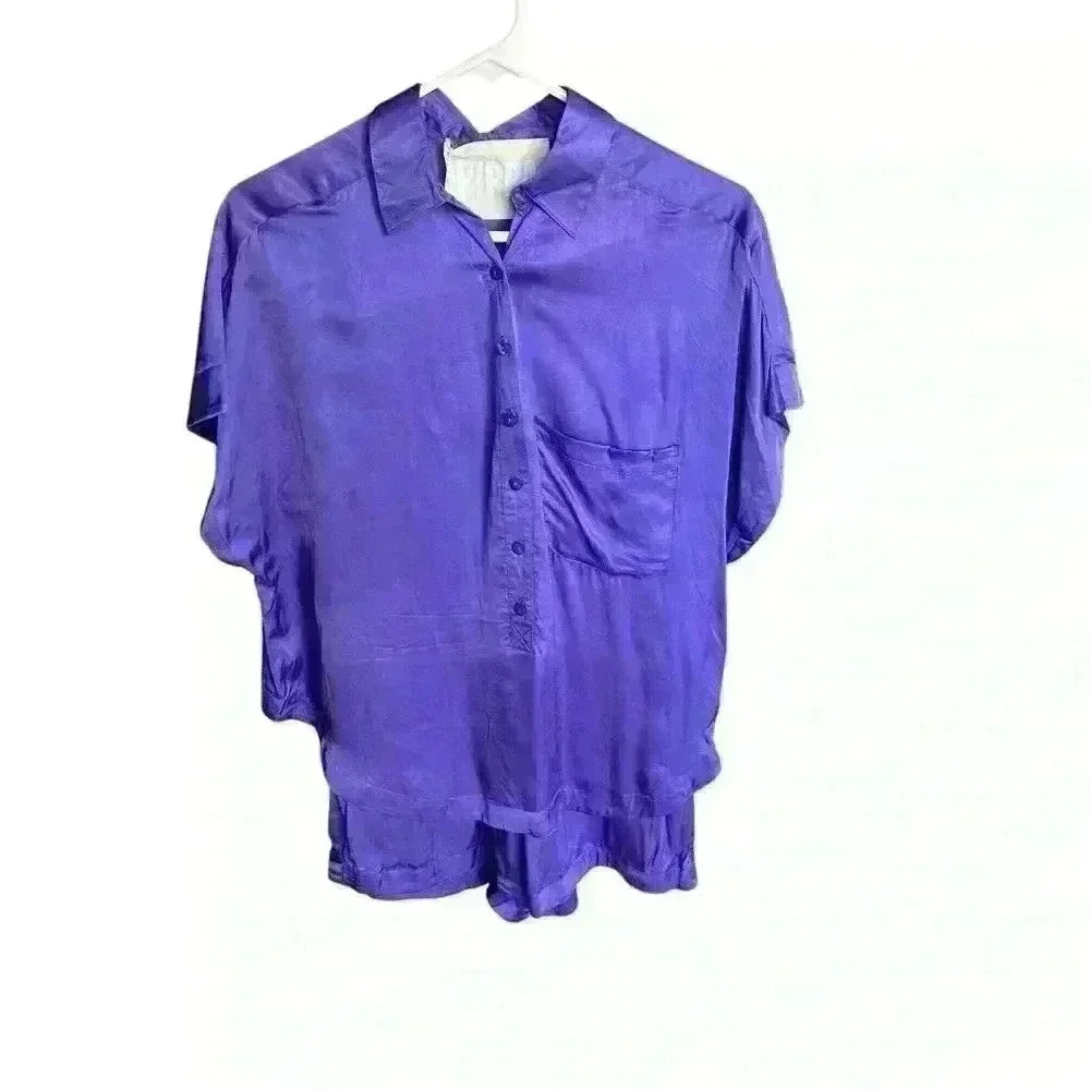 Pippa the Label poppy silk playsuit size S/M purple